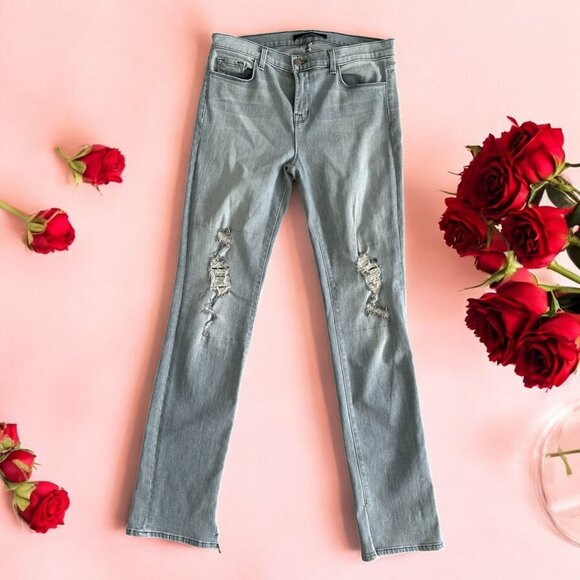 J BRAND Light Wash Distressed Sweet Straight Leg Jeans Size 30 - Picture 1 of 14
